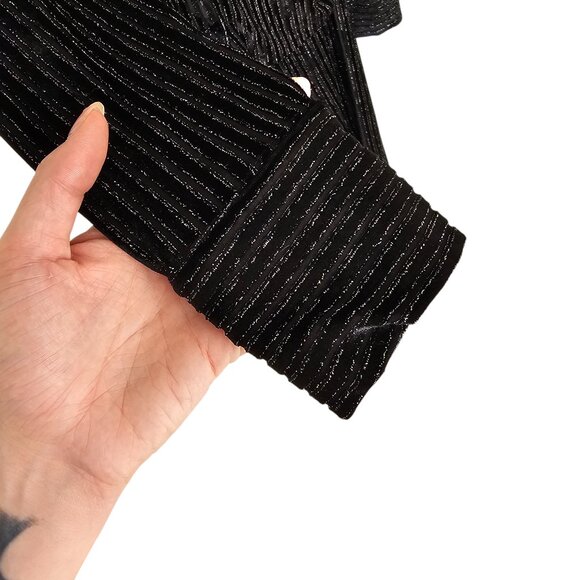 House of Harlow 1960 Velvet Metallic Striped Top and Bottom Set Sz M - Picture 4 of 11